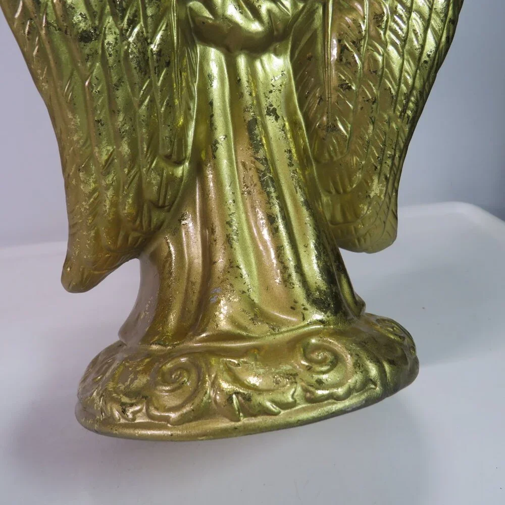 Gold Foil Ceramic Angel with candle holder 12